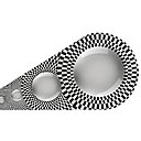 Avec ses motifs en noir et blanc déclinés à l'infini, Piero Fornasetti s'intéressa à l'ensemble de la décoration, des meubles aux assiettes en passant pas les miroirs comme ici par exemple.