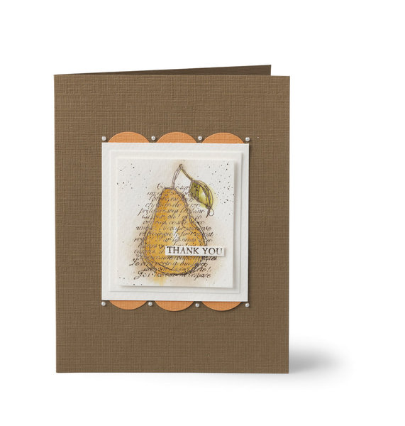 Tampon poire sur message imprimé et superposition de papiers de différentes tailles