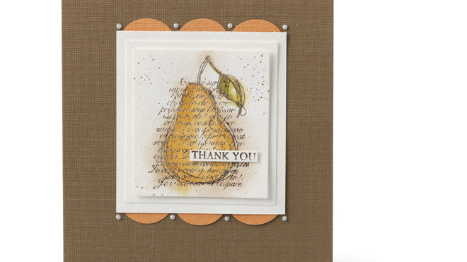 Tampon poire sur message imprimé et superposition de papiers de différentes tailles