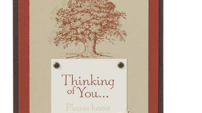 Tampon arbre et message de remerciement.