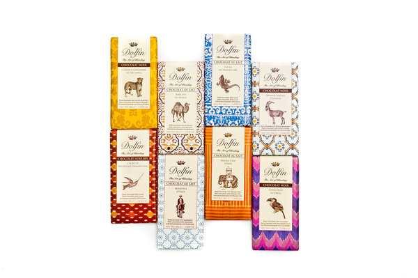 Mini tablettes pour un voyage chocolaté aux quatre coins de la planète chez le belge Dolfin