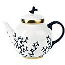 Élégance de la théière aux coraux graphiques, à la blancheur absolue et aux filets or, collection Cristobal