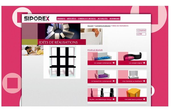 Le site Web pour commander et avoir des idées de réalisations