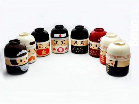 2 boîtes repas + 1 bol + 1 couvercle Kokeshi Bento&co