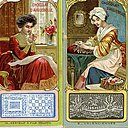 Chromos  publicitaires des métiers de la dentelle pour le chocolat d'Aiguebelle