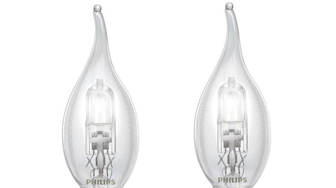 Ampoule halogène Flamme Coup de vent, coloris blanc chaud, 3,99 €, Philips