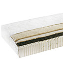 Un matelas au cœur composé de latex 100% naturel. Il comprend 5 zones de confort avec une zone médiane renforcée et une zone plus souple pour les épaules. Garnissage en crin pure queue. Housse extérieure gansée garnie d’un complexe de laine vierge. Matelas Bio Latex Crino. Robusta.