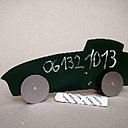 "Ambassador" voiture recouverte de peinture à tableau noir, permettant d''écrire avec une craie.