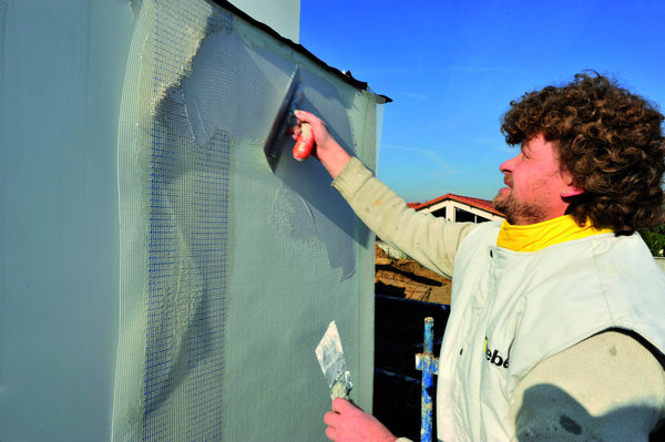 Parement extérieur réalisé à partir d'enduit mince organique de Saint Gobain Weber.