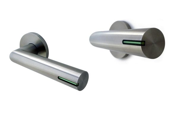 Poignées de porte 'Beta'  en acier inox et signal lumineux