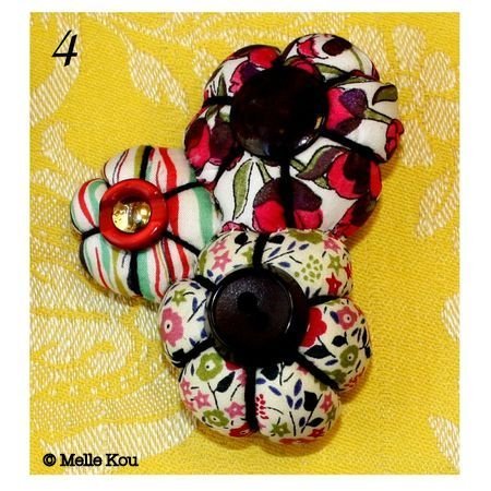 Les broches fleurettes sont fabriquées selon le même procédé et montées sur fermeture en métal.