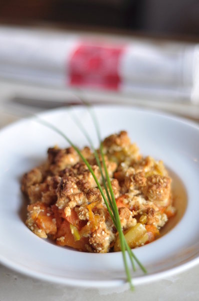 Original le crumble de légumes au chorizo