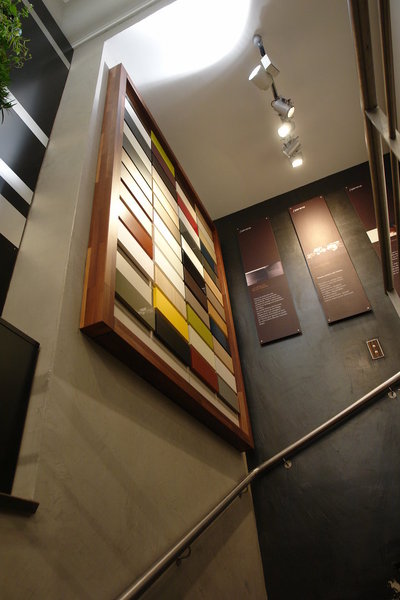 Mur d'échantillons et de matières