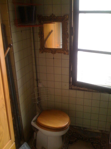 Le coin toilettes existant.