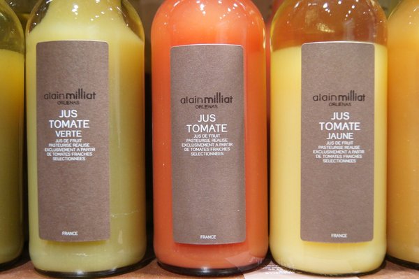 Palette de jus de tomates d'Alain Milliat, un concentré de fruit et de saveur.