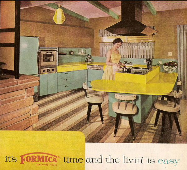 La cuisine vintage en Formica aux tons pastels revient au goût du jour avec un design plus contemporain.