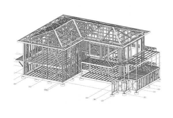 Vue axonométrique du bâtiment.