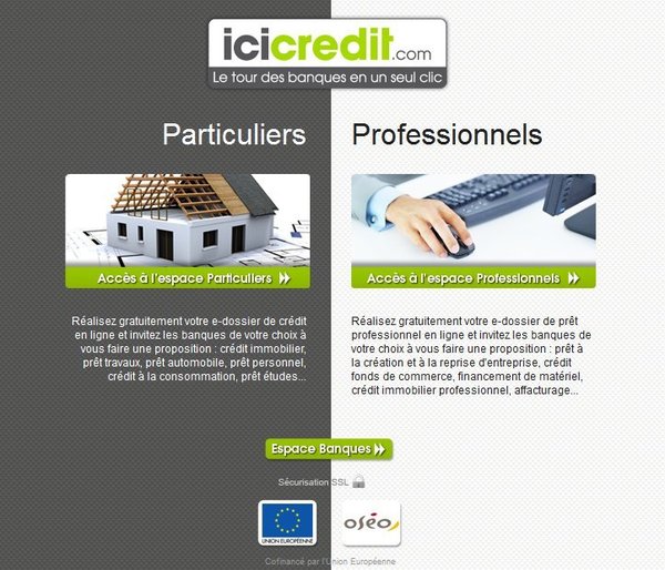 Le site internet propose deux entrées, une pour les particuliers et une professionnels, pour personnaliser les services.