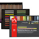 La boîte PAYSAGE, assortiment de 20 pencils et 20 cubes de pastels extra fins.