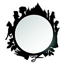 Le miroir Jane, proposé par Habitat, est encadré de silhouettes découpées au laser. On reconnait le thème et les personnages du roman anglais "Jane Eyre", premier œuvre publiée de Charlotte Brontë.