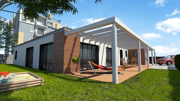 Elaborée par Dominique Allaire, la maison ABCD+ possède une superficie de 130 m2 habitable, qui s’intègre avec l’environnement, grâce à son bardage en bois. En collaboration avec Cécile Robin, Lafarge veut démontrer que le béton est une réponse d’avenir à l’architecture.Maison ABCD+