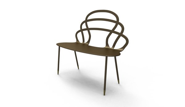 Marc Aurel présentera, entre autres, cet atypique banc couronne. Ses produits, faits de matériaux nobles, ont des lignes fines et élancées.