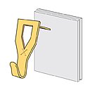 Les fameux crochets X, ici pour plaque de plâtre, laissent très peu de marques sur les murs. Ils existent également pour les murs en bétons et les parois creuses.