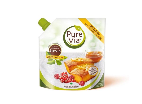Conditionnement de 250 ou 500 g, Pure Via apporte zéro calorie.