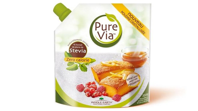 Conditionnement de 250 ou 500 g, Pure Via apporte zéro calorie. Conditionnement de 250 ou 500 g, Pure Via apporte zéro calorie.