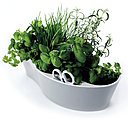 Dessiné par Officeoriginair, Herb Garden se présente comme un mini jardin aromatique en mélamine. Ciboulette, basilic et menthe pourront être ciselés dans leur toute fraîcheur, grâce à une paire de ciseaux, dissimulée dans sa coque. Chez Singulier.
