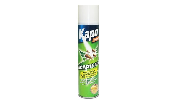 Kapo propose un spray anti-acariens non tachant qui agit sur les 3 stades du cycle de vie des acariens : œufs, larves, adultes. Aspirez bien la pièce après le traitement, et renouvelez toutes les 8 semaines environ.