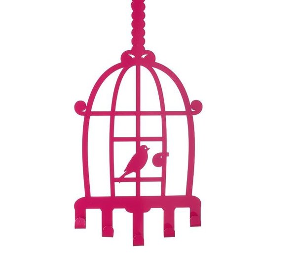 Cette patère de la Chaise Longue reprend un thème favori de Magritte, la cage à oiseau. Avec sa couleur rose, il apporte une touche de gaieté romantique, comme un trompe l’œil aux formes stylisées.