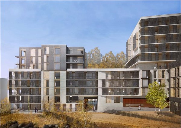 Construite à Saint-Ouen, Fresh Architectures conçoit un bâtiment, réunissant 83 logements collectifs. Pour souligner le caractère végétal, un îlot végétal vient mettre en valeur la construction, dans un joli contraste avec son caractère minéral.