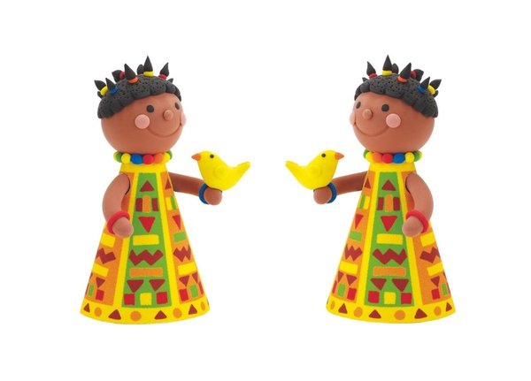 Princesses Africaines et leurs petits oiseaux colorés.