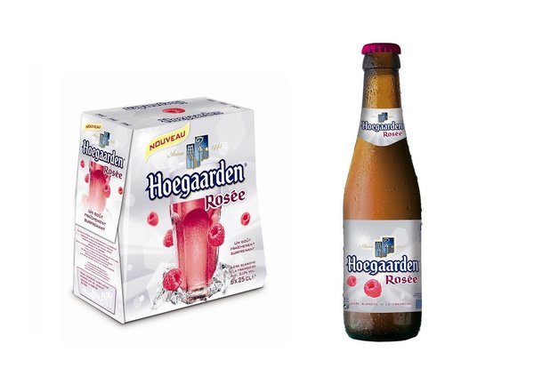 Robe rosée et délicats arômes de framboise pour la nouvelle bière blanche Hoegarden.