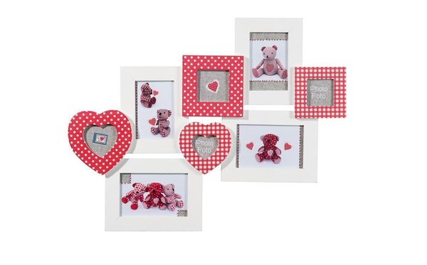 Inspiré par la ginguette, ce cadre multivues Emilie de Maison du Monde mélange allègrement le blanc et le rouge, dans une composition traditionnelle de motifs comme le vichy.