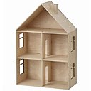 La maison de poupée Ferm Living comporte 4 pièce et un grenier à meubler.