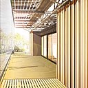 Considérée comme un être vivant, la maison se déploie et se replie, grâce à des aménagements modulables. Il s’agit de jouer sur le nomadisme des espaces de l’intérieur vers l’extérieur et inversement.