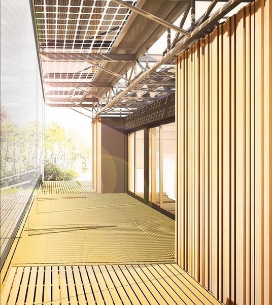 Considérée comme un être vivant, la maison se déploie et se replie, grâce à des aménagements modulables. Il s’agit de jouer sur le nomadisme des espaces de l’intérieur vers l’extérieur et inversement.