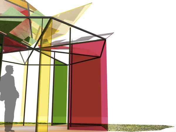 Projet futuriste, Habitus est un manifeste à la gloire des verres colorés et opalisants imaginé par Christian Biecher.