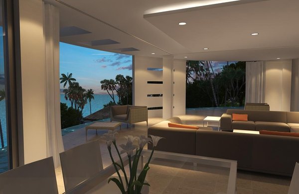 A l’intérieur, le paysage environnant fait partie du décor avec de larges baies vitrées qui s’ouvrent sur une nature paradisiaque.