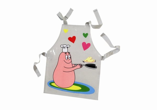 Faire la cuisine avec ses enfants demande de s’équiper d’un tablier, ce qui permettra d’éviter les tâches sur les vêtements. En toile cirée, ce tablier Barbapapa de Decobb.com donne à créer un instant de fête.