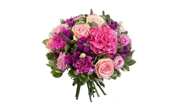 Autour d’une nuance de rose, ce bouquet d’Aquarelle joue sur l’harmonie des couleurs, pour mélanger les fleurs comme la rose ou l’hortensia. Quelques pointes de vert permettent de raviver les couleurs de cette composition au combien romantique.