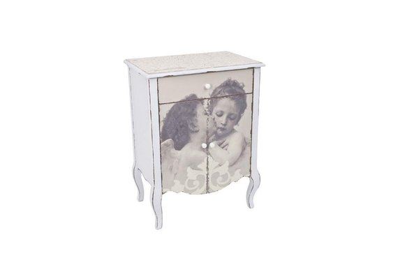 Les anges font le bonheur d’une ambiance kitsch, où la fantaisie fait place à la pureté, comme ce bahut « Anges amoureux » de Mathilde M, idéal dans une chambre romantique ou dans une entrée qui manque de style.