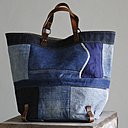 Grand sac en patchwork de toilesde jean