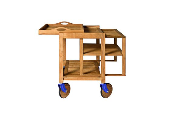 Composé de trois éléments amovibles, ce chariot « Trick » de Made in Design est une conception de Giuseppe Chigiotti pour Driade. Il se compose d’un meuble à deux étages dont l’une amovible pour deux nouvelles étagères et d’un plateau.