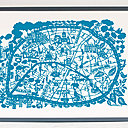 Paris Blue, plan de la ville en papier découpé.