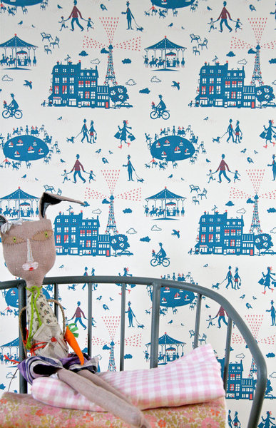 Paris Blue en papier peint.