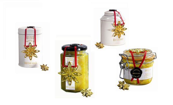 Pour Noël 2012, Hédiard met la badiane à l'honneur avec sa collection Etoile du Berger: café, thé, foie gras, marmelade... sous la bonne étoile.