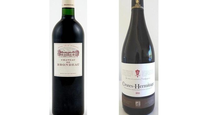 Frais et croquant en bouche comme le Crozes-Hermitage 2011 issu de la Cave de Tain l’Hermitage,ou un Bordeaux 100% cépage Merlot, le Château de Brondeau?